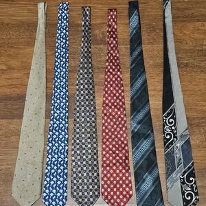 ROUNDTREE & YORKE ZYLOS ETC. mens LOT OF 6 ties SIZE 59x3.75 MULTICOLOR T6